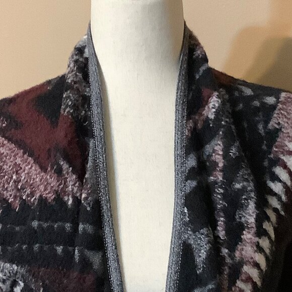 Lucky Brand Aztec Pattern Fringed Cardigan Women Size Small Boho Southwestern - Picture 3 of 8